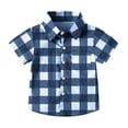 thumbnail image 3 of Aursykel Kids Boys Cotton Shirts Casual Stylish Plaid Button down Clothes Summer Short Sleeve Dress Shirt Top, 3 of 5
