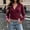 Red, variant on Women's Solid Color V-neck Knitted Pullover Long Sleeved Side Tied Knitted Top Casual Jacket