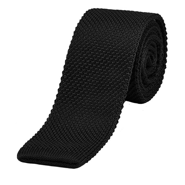 Hukapapa 1 Uds. Corbata de tejido de punto corbata lavable Jersey estrecho Color sólido corbata plana cabeza plana estrechaNegro