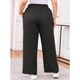 thumbnail image 7 of SHOWMALL Plus Size Pants for Women 3X, Dark Gray Relaxed Fit Wide Leg Casual Pants with Drawstring Elastic Waist and Pockets for Everyday Wear, 7 of 7