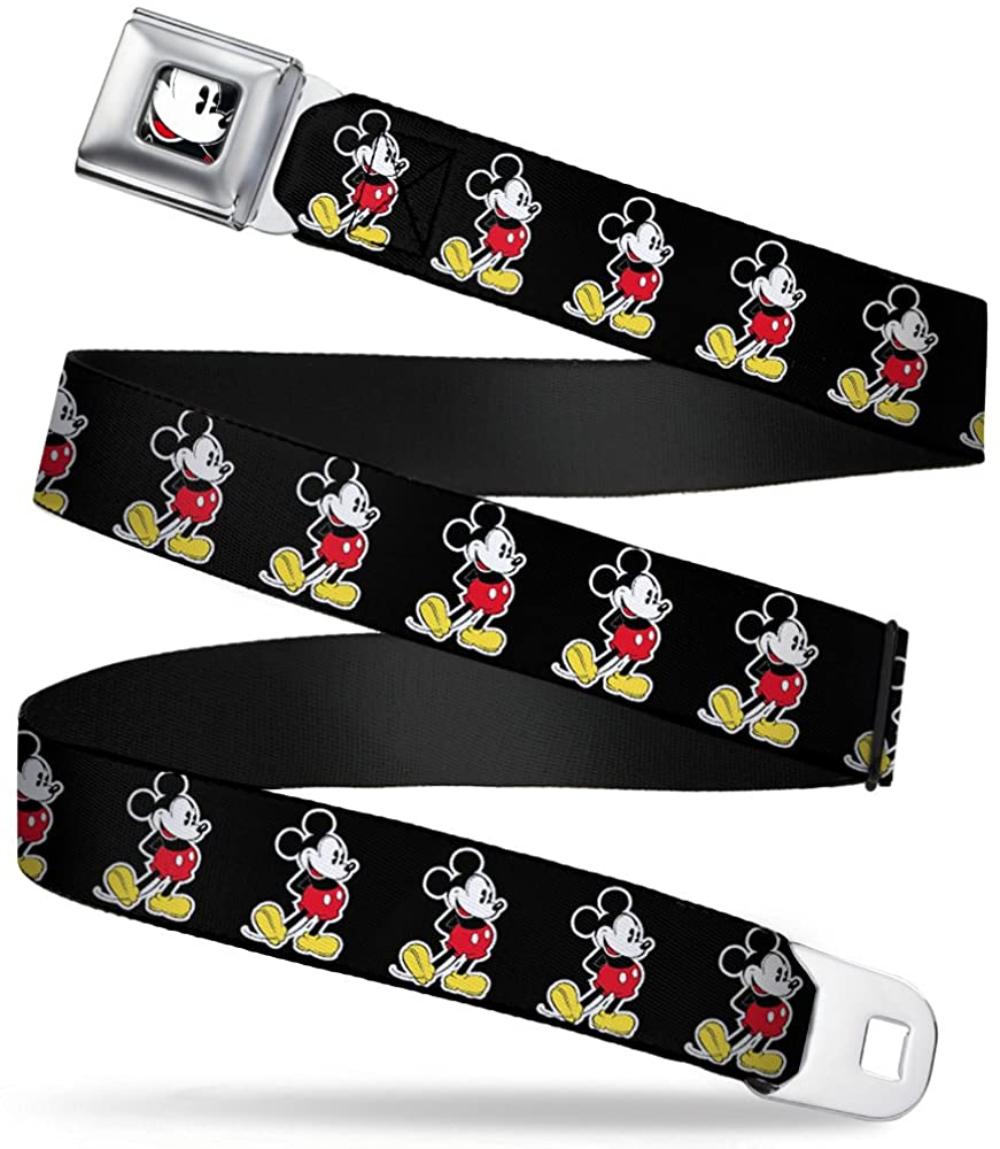 1.0 Wide Buckle-Down Seatbelt Belt Mickey Expressions Black//Multi Neon 20-36 Inches in Length