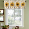 thumbnail image 3 of 2 Pack Valances for Window, Vintage Sunflower Short Curtains for Kitchen Bedroom Living Room, Wooden Yellow Summer Botanical Floral Retro Rod Pocket Small Window Treatment Valance Drapes 54 x 18 Inch, 3 of 8