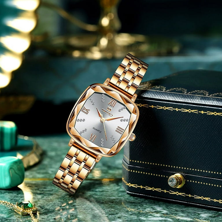 Rose Gold Women Watches 2022 relogio feminino Square Lady Wrist Watch For  Female Clock Stainless Steel Women Watch Brand Luxury