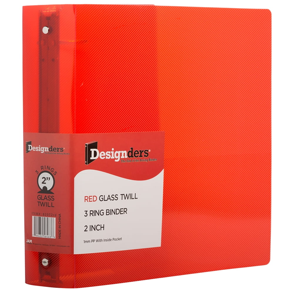 JAM Plastic 2 in Binders, 3 Metal Rings, Red, 1/Pack