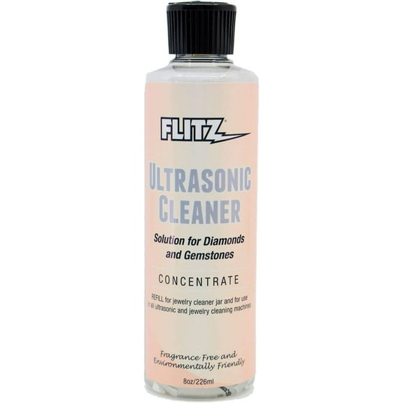 Flitz Ultrasonic Jewelry Cleaner Liquid, Delicate Cleaning Solution, 8 oz