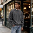 thumbnail image 4 of Mens Loose Crew Neck Pullover Long Sleeve Corduroy Casual Fashion Sweatshirt Daily Streetwear Men Everyday Outfits, 4 of 6