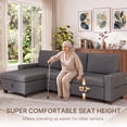 thumbnail image 2 of 80" Convertible Sleeper Sofa with Pull Out Bed, Lofka L-Shaped Sectional Couch with Storage Chaise, Linen Fabric Sofa for Living Room, Apartment,Dark Grey, 2 of 9