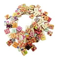 thumbnail image 2 of BLESIYA 3x100 Pieces Floral Printed Square Shape Wooden Buttons for Sewing and Crafts 3 Pcs, 2 of 5