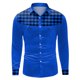 thumbnail image 2 of Camisas s Para Hombre De Vestir Camisa de manga larga con botones de solapa y empalme de bloque de color a cuadros informal a la para hombre (Blue, M), 2 of 5
