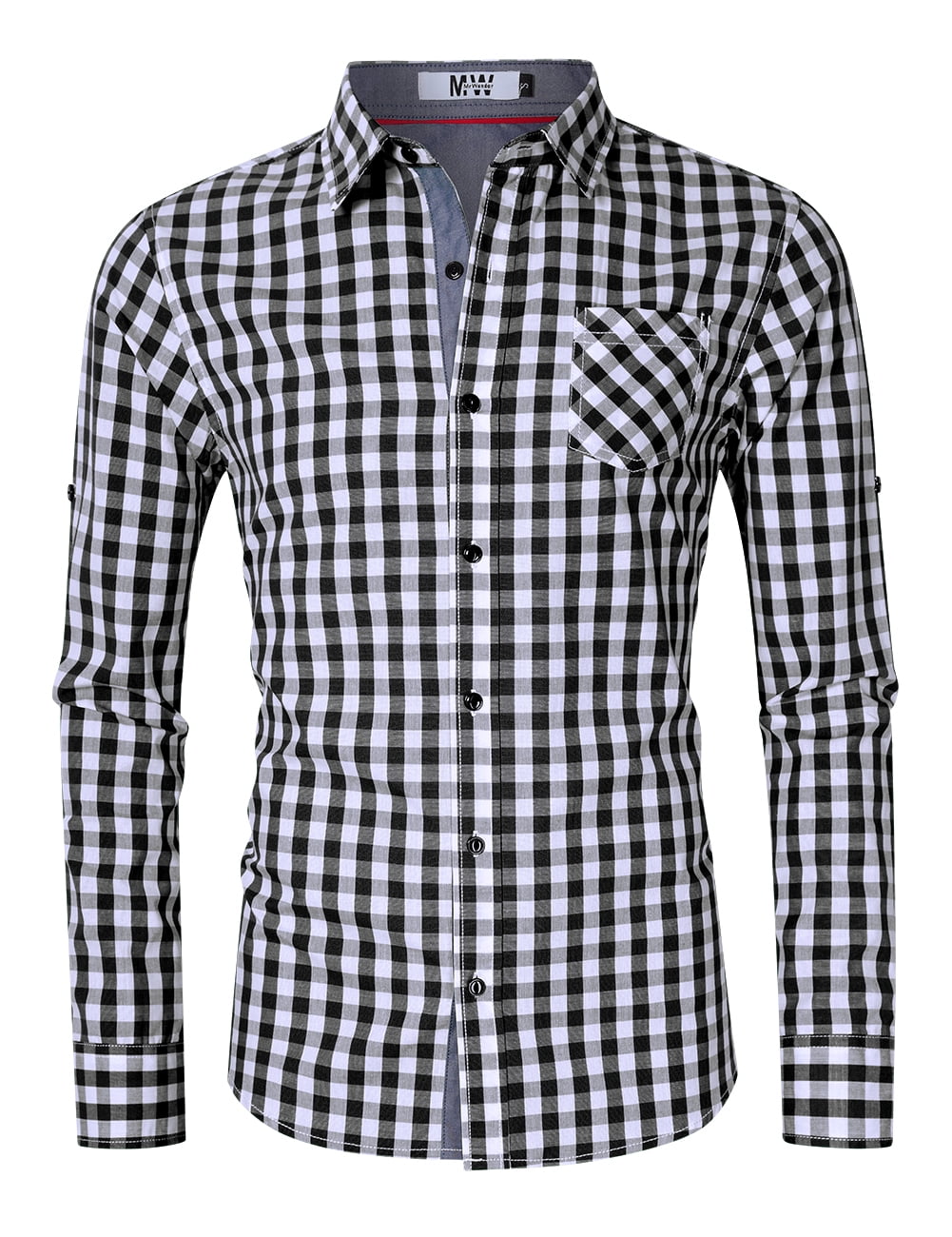 black and white checkered shirt dress