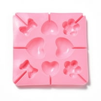 1pc DIY Lollipop Making Food Grade Silicone Molds Candy Molds Flower Heart & Bowknot 8 Cavities Pink 150x150x12mm Fit for 3mm Stick