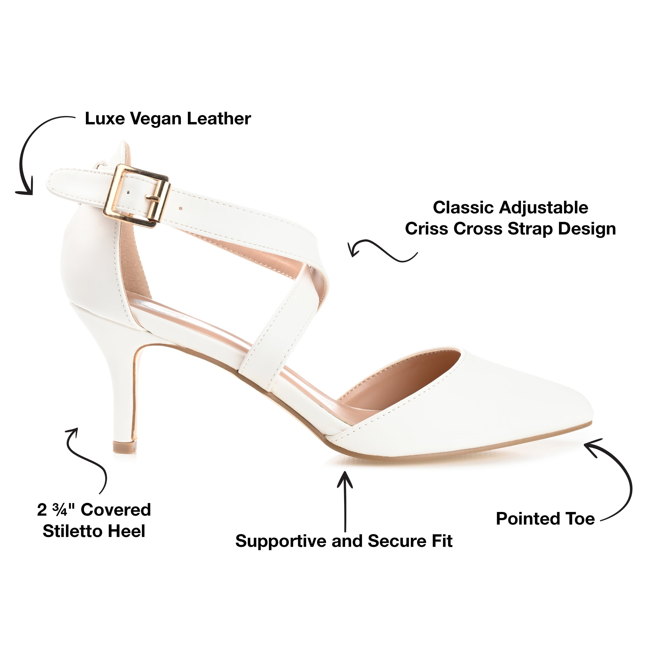 Journee Womens Riva Pointed Toe Mid Heel Pumps, Widths Available