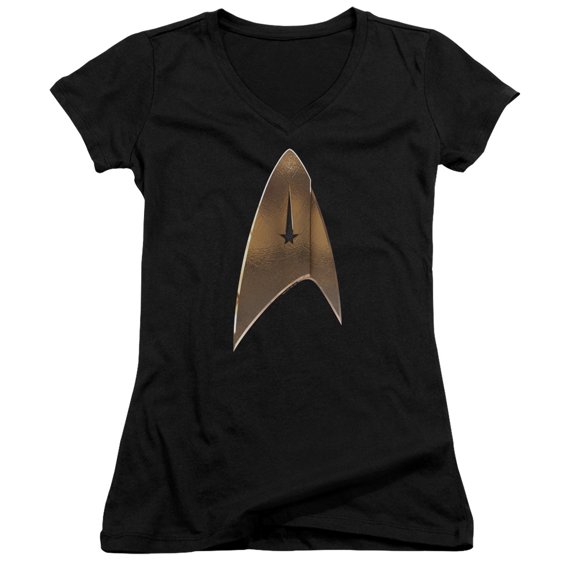 Star Trek Discovery Command Shield Junior Women's V-Neck T-Shirt Black