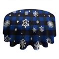 thumbnail image 4 of Blue Christmas Snowflake Pattern Round Tablecloth 60"x60",Wrinkle Wipeable Table Cloth for Kitchen Dining Room Picnic Patio Party, 4 of 6