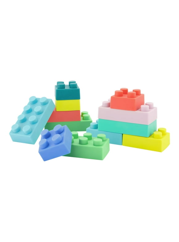 Infantino Super Soft 1st Building Blocks, Sensory Baby Toys, 6-12 Months, Multicolor, 12-Piece