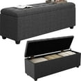 thumbnail image 5 of 38-inch Dark Grey Fabric Storage Ottoman Bench with Hinged Lid - Long End of Bed Bench for Bedroom, Living Room & Entryway, Footrest Seat Trunk, 5 of 14