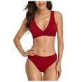 thumbnail image 1 of Birdeem Womens Fashion Sexy Hanging Neck Lace-Up Split Solid Color Swimsuit, 1 of 1