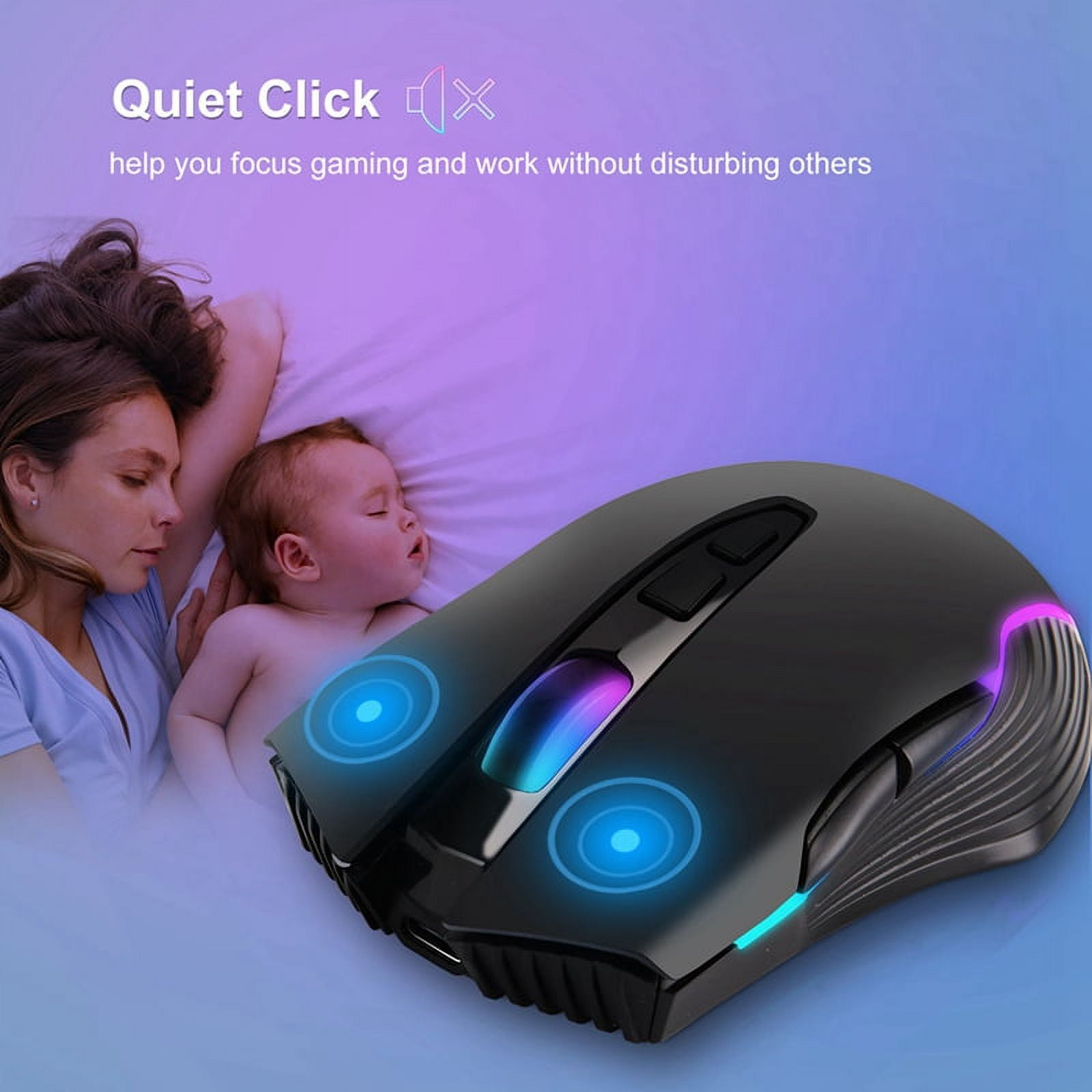 2.4G Wireless Ergonomic Jiggler Mover LED Rechargeable