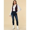 thumbnail image 2 of INSPIRE CHIC Veste Sans Manches à Carreaux Extensible Asymétrique pour Femme à Col en V, Taille Cintrée, à Boutons, 2 of 6
