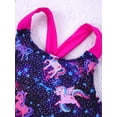 thumbnail image 3 of Aislor Kids Girls Cartoon Beach One-Piece Sleeveless Criss Cross Swimsuit Sport Athletic Bathing Suit Size 4-16 Pegasus Starry Black 10, 3 of 7