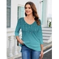 thumbnail image 6 of Zeagoo Women's Blouse 3/4 Length Sleeve V Neck Dressy Floral Tunic Top Soft Lightweight Summer Tees Business Casual Work Tops, 6 of 7