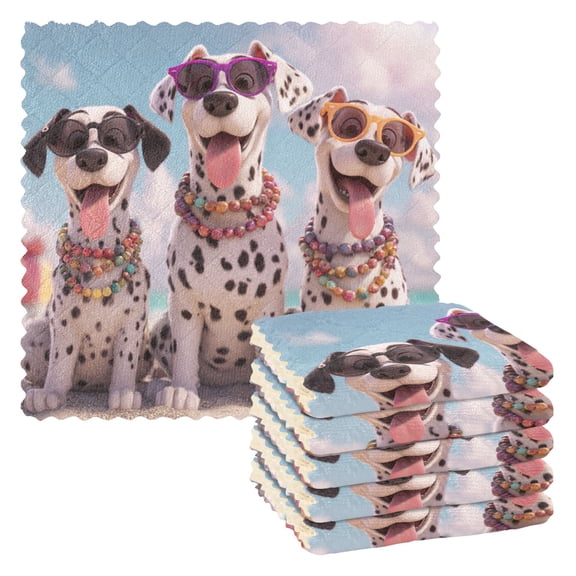6 Pieces of Kitchen Towels 11x11Inch Kitchen Dish Cloths Kitchen Dish Towels Reuseable Cleaning Cloths Three Cool Dogs