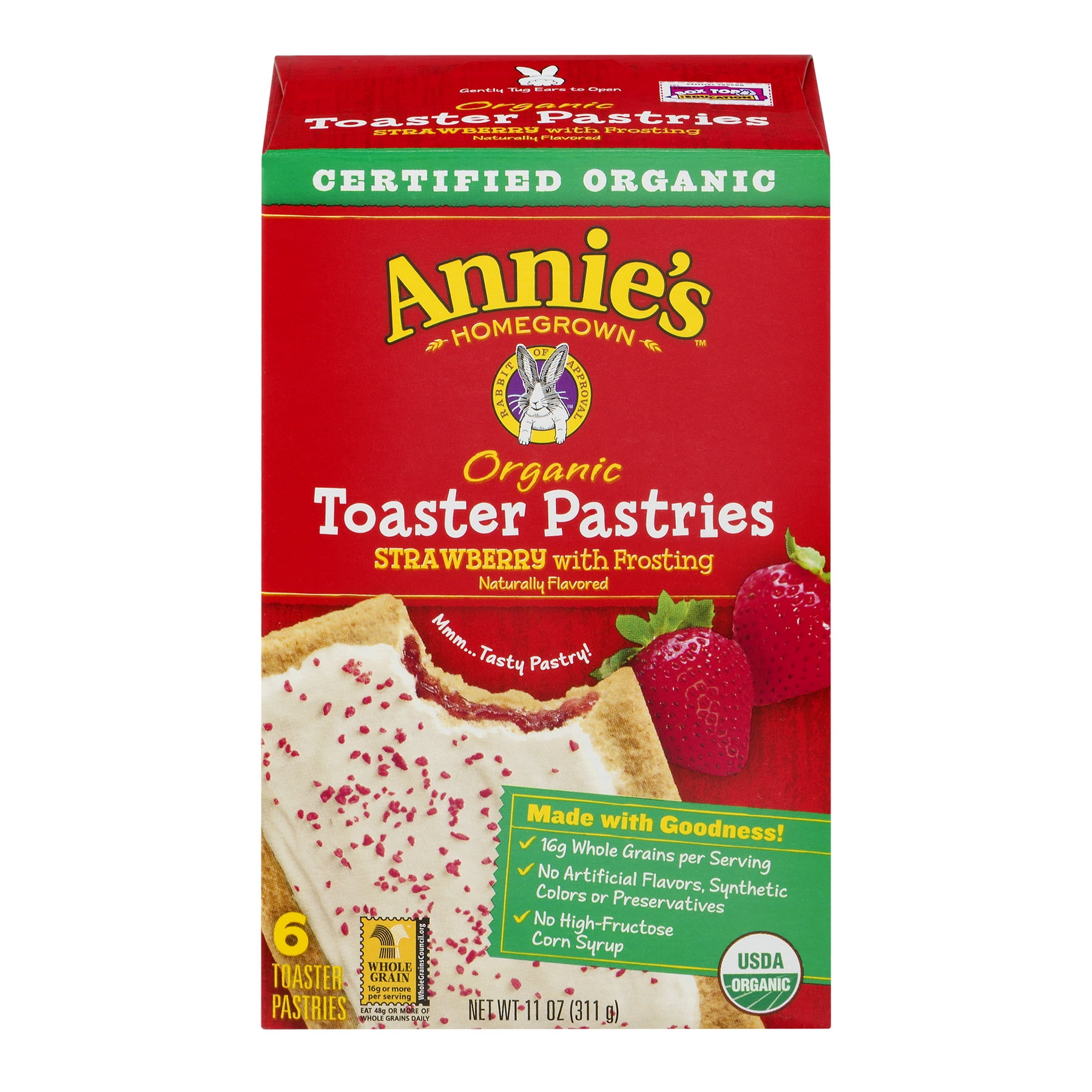 Annie's Organic Toaster Pastries Strawberry With Frosting, 6 Ct, 11 oz
