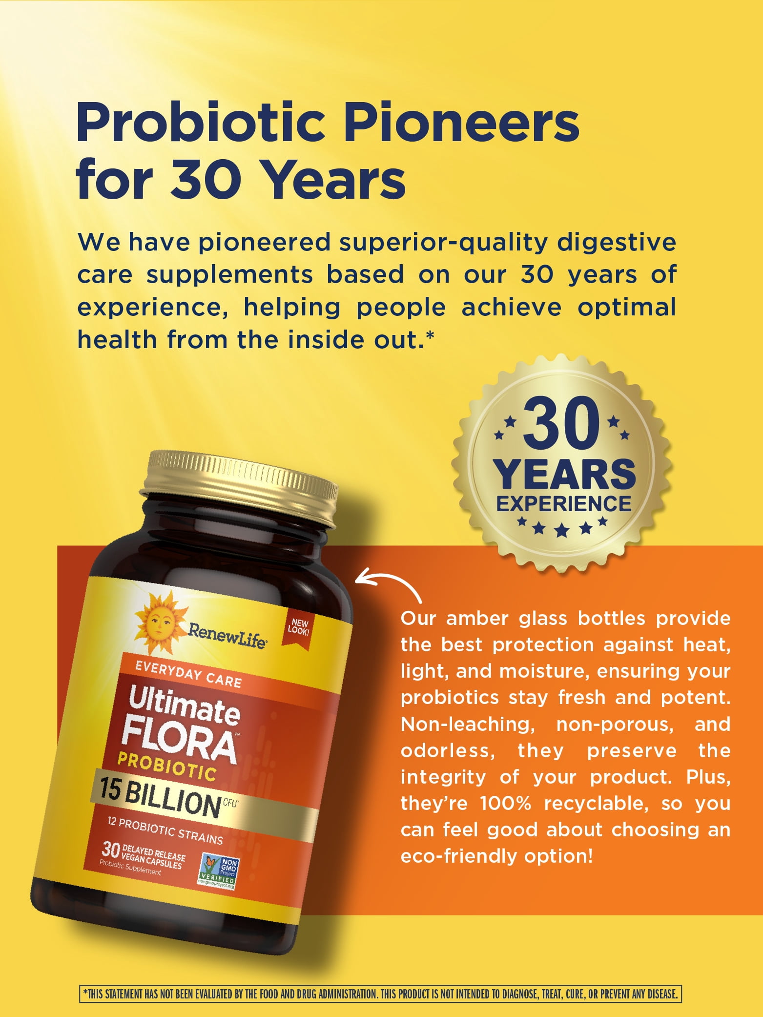 Renew Life Ultimate Flora Probiotic Capsules | 15 Billion CFU | 30 Count