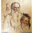 thumbnail image 2 of Repin, Ilia Efimovich 20x21 White Modern Wood Framed Museum Art Print Titled - Three Studies Leo Tolstoy, 2 of 4