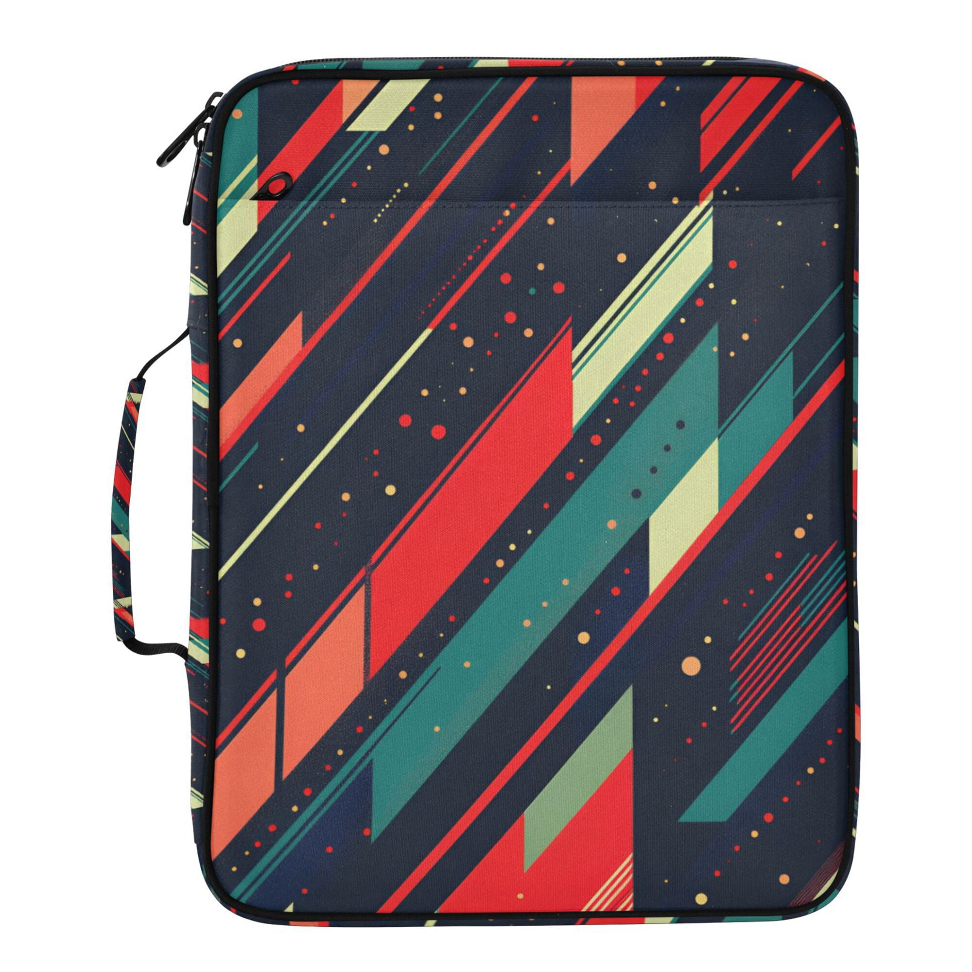 FORMRS Accordion File Folder A4 Size 7-Pocket Expanding Document Organizer Bag with 3 Ring Binder, Orange Abstract Lines