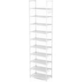 thumbnail image 7 of 10 Tiers Tall Shoe Rack 20-25 Pairs Boots Organizer Storage Sturdy Narrow Shoe Shelf for Entryway, Closets with Hooks, White, 7 of 7