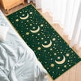 thumbnail image 4 of Kitchen Rugs and Mats 2 Pieces Stars Moon Runner Rug Sets Green Bohemian Gorgeous Starry Night Soft Comfort Standing Kitchen Mats for Floor Absorbent Area Rugs Carpet Non Slip Cushioned Doormat, 4 of 9