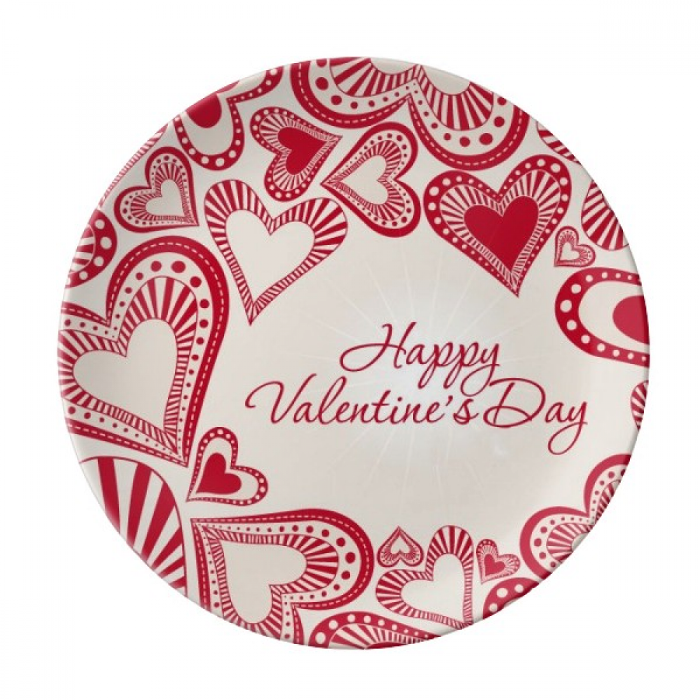 Happy Valentine's Day Cute Red Hearts Plate Decorative Porcelain Salver