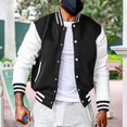 thumbnail image 4 of Lefu Men Classic Thin Fleece Baseball Jacket Fashion University Varsity Splicing Coat, 4 of 9
