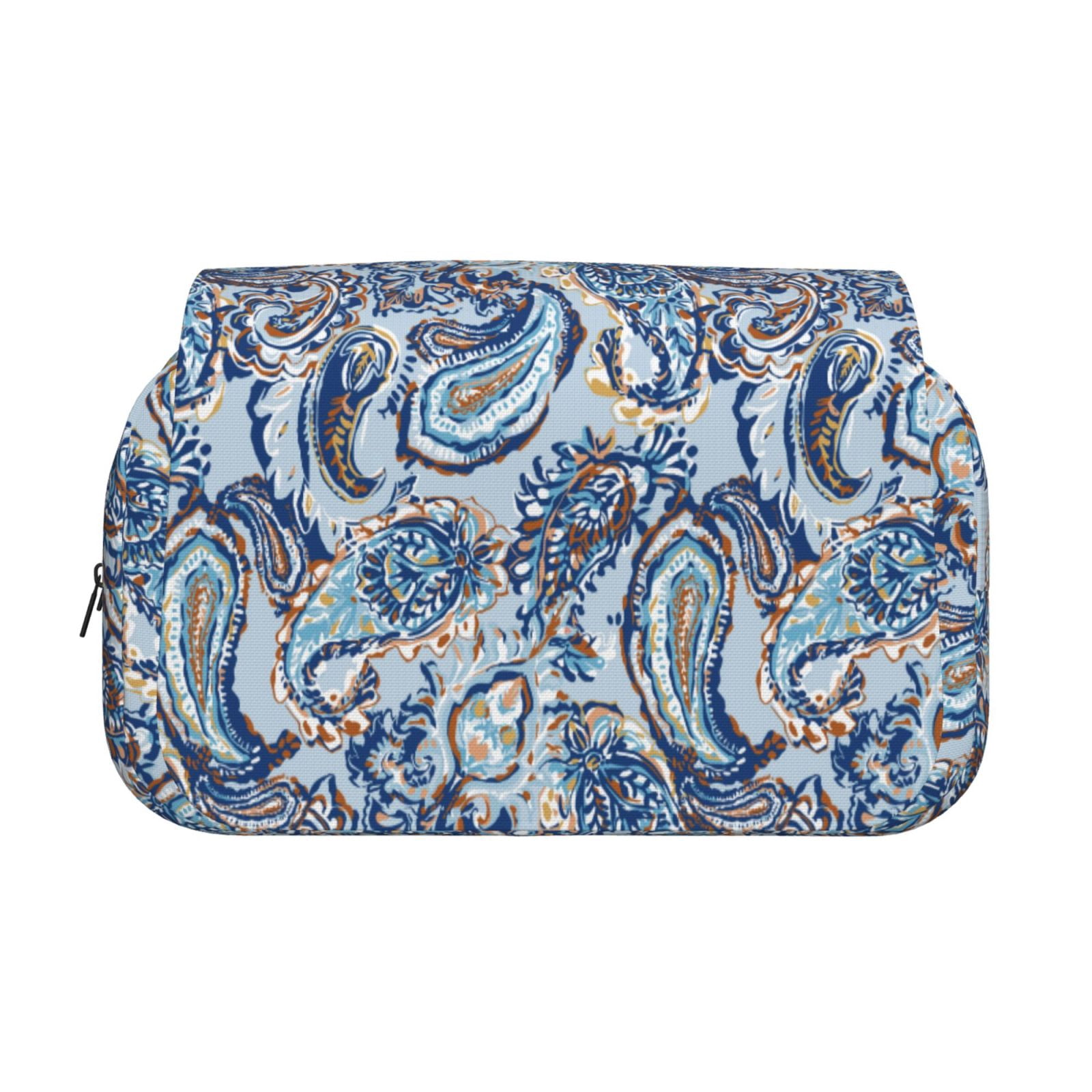 Rateoe Paisley Floral Branches Pattern Double Clamshell Pen Case, Storage Organizer with Two Zipper Compartments– Holds Up to 50 Pencils & Pens