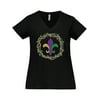 Inktastic Mardi Gras Fleur De Lis Beads Women's Plus Size V-Neck T-Shirt