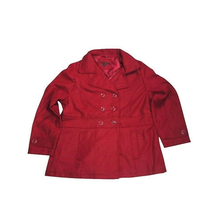 Tweed Peacoat - Black Lipstick - Plus Ladies Peacoat Burgundy / X-Large