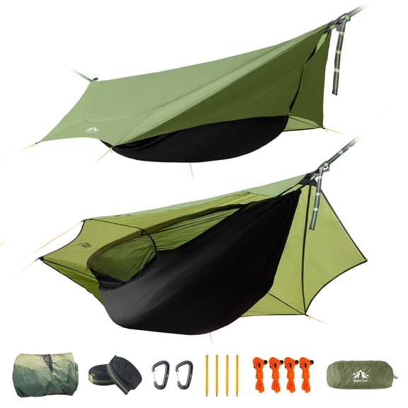 Camping Hammock Tent: Lightweight Portable 4 in 1 Hammock with Rain Tarp and Mosquito Net for Hiking Jungle Outdoor