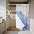 thumbnail image 4 of Blue Purple Gradient No Hook Shower Curtain with Snap in Liner Abstract Glass Geometric Marble Modern Waterproof Bathroom Shower Curtain with See Through Top Window for Bathtub 36" x 72", 4 of 9