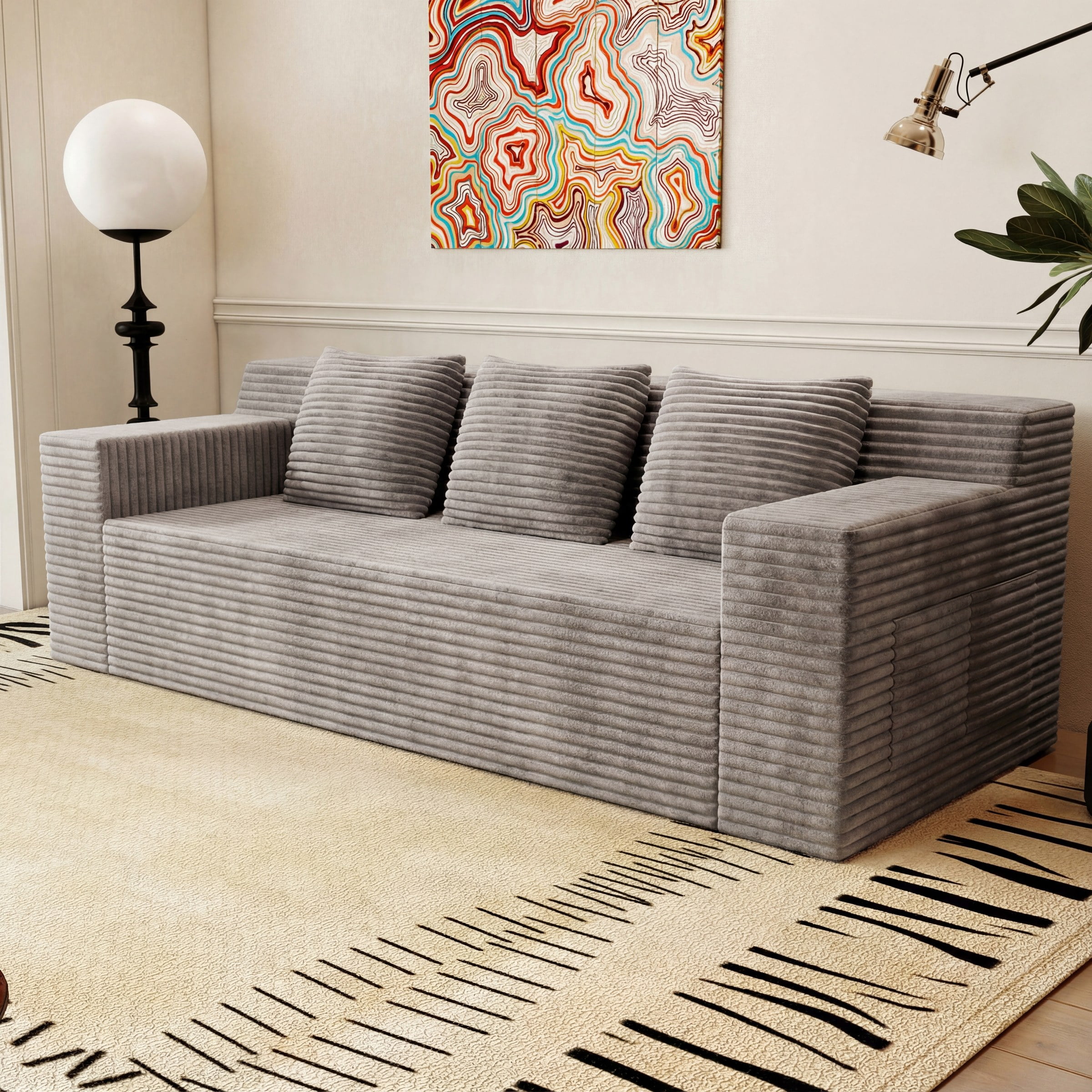 71" 3 Setaser Sofa,Corduroy Fabric,Deep Seat Couches,Comfy Loveseat Sofa,No Assembly,1pcs for Living Room, BedRoom,Conference Room, Apartment
