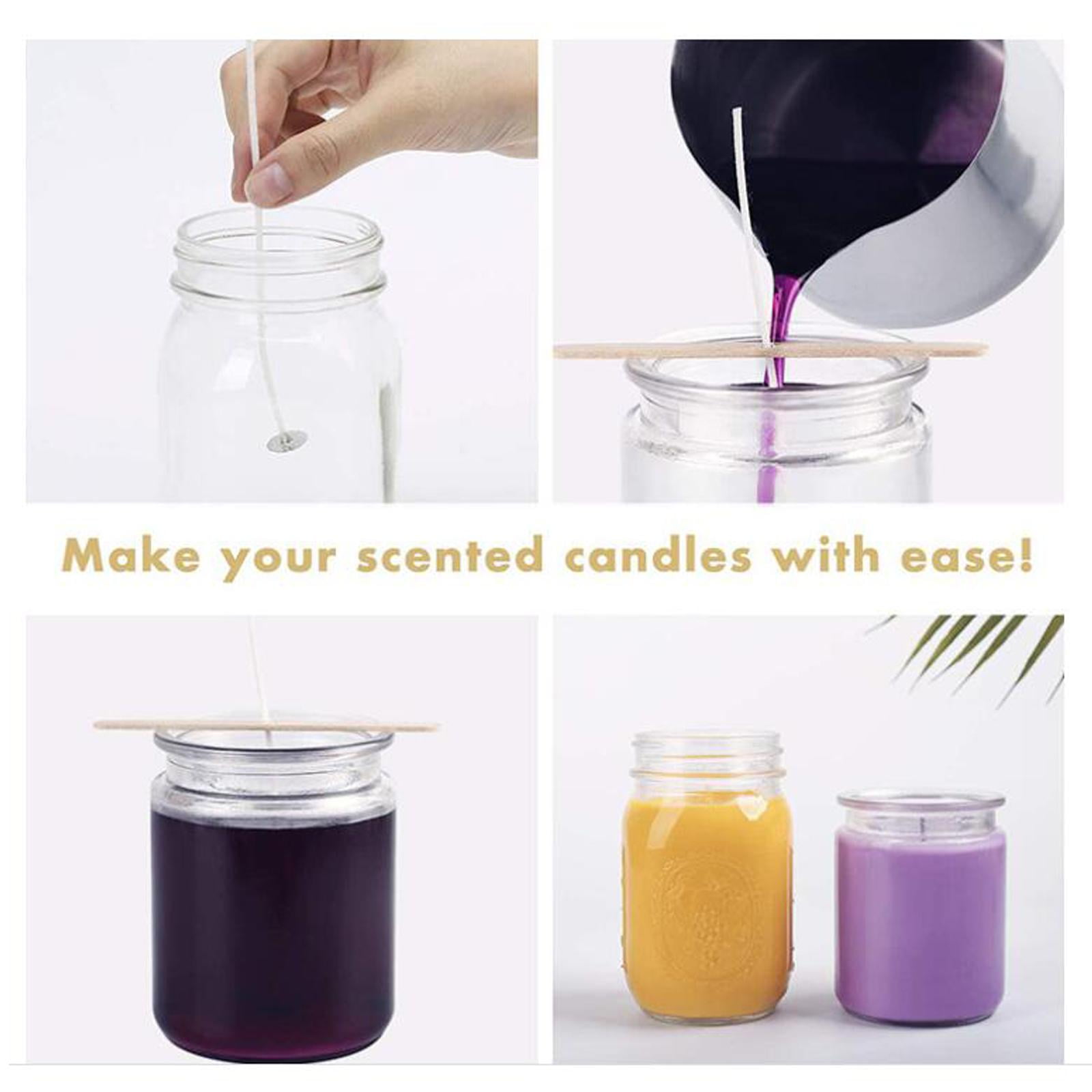 GUOOL DIY Candle Making Kit with 1 piece Melting Pouring Pot, 100PCS Candle Wicks, 100PCS Candle Wicks Sticker, 1 piece Spoon, 10PCS Wicks Holders Making Candles