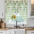 thumbnail image 6 of Watercolor Floral Swag Valances for Windows, Kitchen Window Curtains Over Sink, Spring Flowers Leaves Botanical Green Plaid Window Treatment Curtains for Living Room/Bedroom 2 Panel Sets 36"x45", 6 of 8