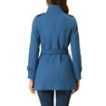thumbnail image 4 of INSPIRE CHIC Women's Stand Collar Double Breasted Mid Length Winter Trenchcoat M Dusty Blue, 4 of 7