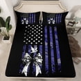 thumbnail image 2 of Homewish Blue Camouflage Bow-tie Queen Sheet Sets, Stripes Stars Flag Flat Sheet, Rustic Farmhouse Queen Fitted Sheet, Ultra Soft Bedroom Decor, 4pcs, 2 of 7