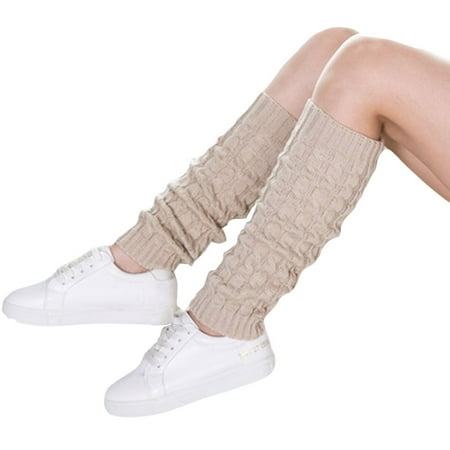 

Keep Your Toes Toasty HIMIWAY All-Season Sock Options Women Winter Warm Leg Warmers Knitted Crochet Long Socks High Knee Socks Beige One Size