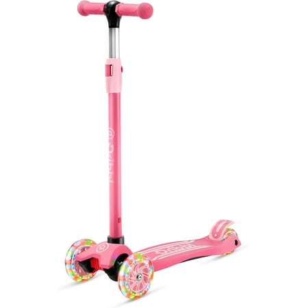 Dribbl 3-Wheel Kids Scooter - Lean-to-Steer Technology, Adjustable Height Handlebar, Wide Anti-Slip Deck, Scooter for Boys & Girls Ages 2+, Child Safety Approved, Support Riders Up to 165 lbs, Pink