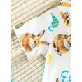 thumbnail image 4 of ZEHJUHAN Infant Baby Boys Easter Set Long Sleeve Carrot Print Romper & Solid Color Suspender Shorts Blue，3-6M, 4 of 7