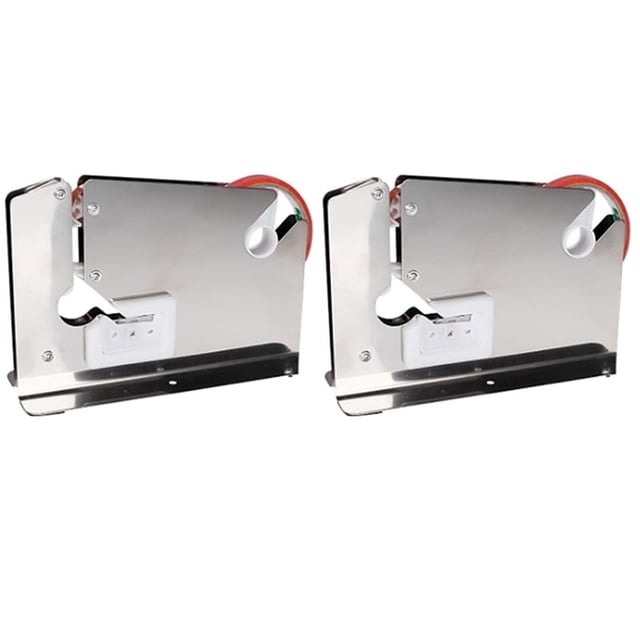 2X Máquina selladora de bolsas de supermercado de acero inoxidable Empaquetadora de alimentos Empaquetadora de frutería Dispensador cortador de cinta portátil