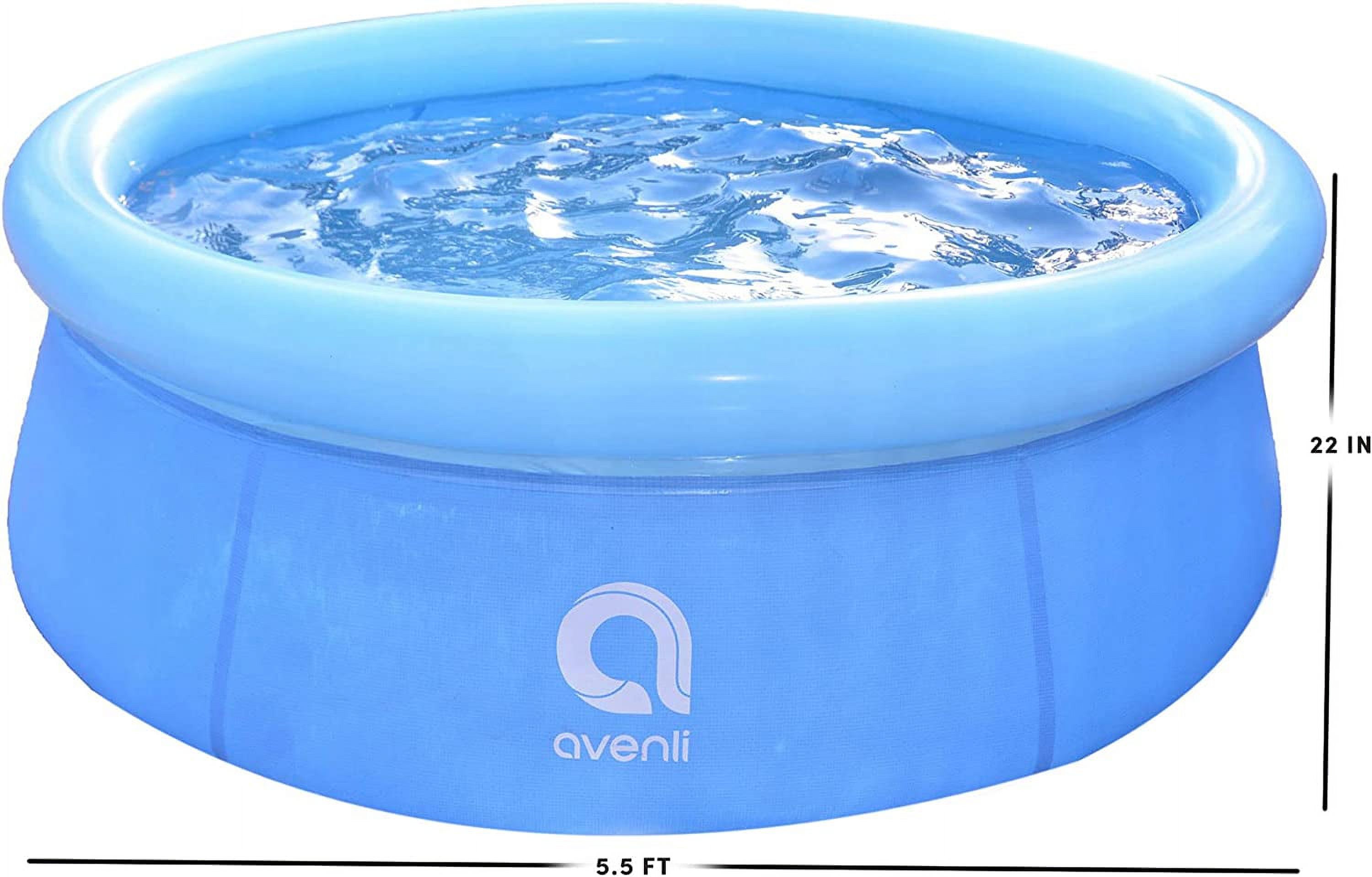 Avenli 12014 5.5 Foot x 20 Inch 1 to 2 Person Capacity Prompt Set Kids Above Ground Inflatable Outdoor Backyard Kiddie Swimming Pool, Blue