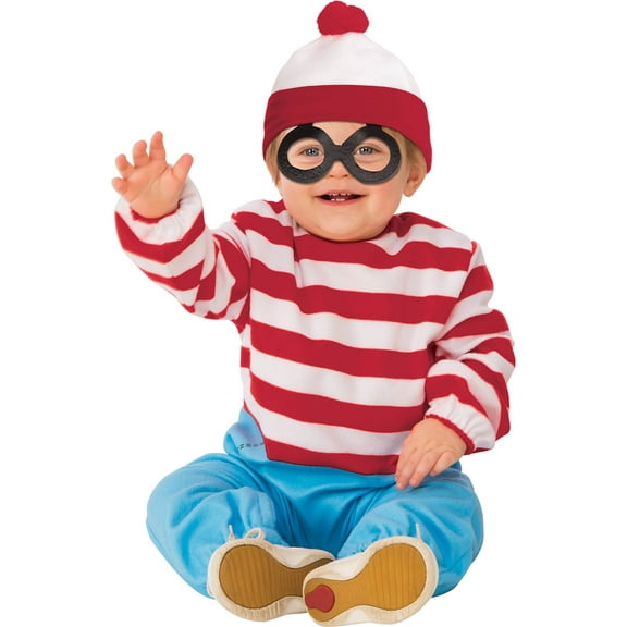 RUBIES II Where's Waldo Fancy-Dress Costume for Toddlers with Striped Onesie, Toddler 2T